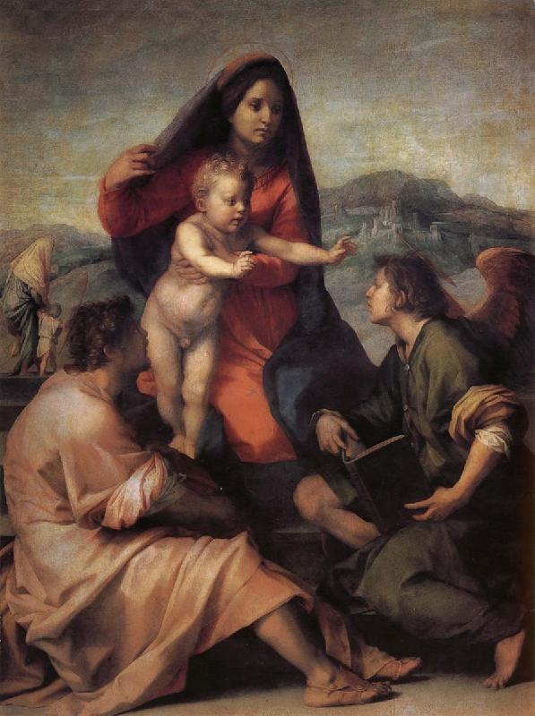Andrea del Sarto Holy famil and angel oil painting image
